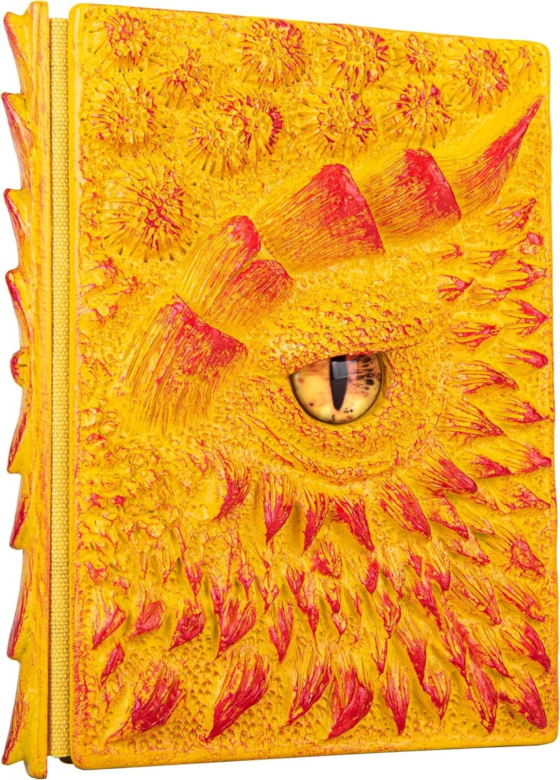 LZlightactor 3D Dragon Eye Embossed Journal,Resin Engraving Notebook,Dnd notebook for Dragon Lovers ，Blank Paper,Hardcover Travel Notepad for Writing,Sketchbook,Collection,Gift,Decoration A4 and A5 Size (A5-Yellow) - Image 1